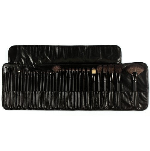 Makeup Brush Set Leather Bag
